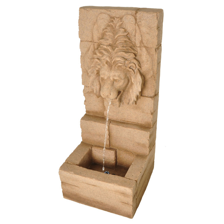 Zenvida Resin Lion Head Waterfall Outdoor Garden Fountain with LED Light Wayfair